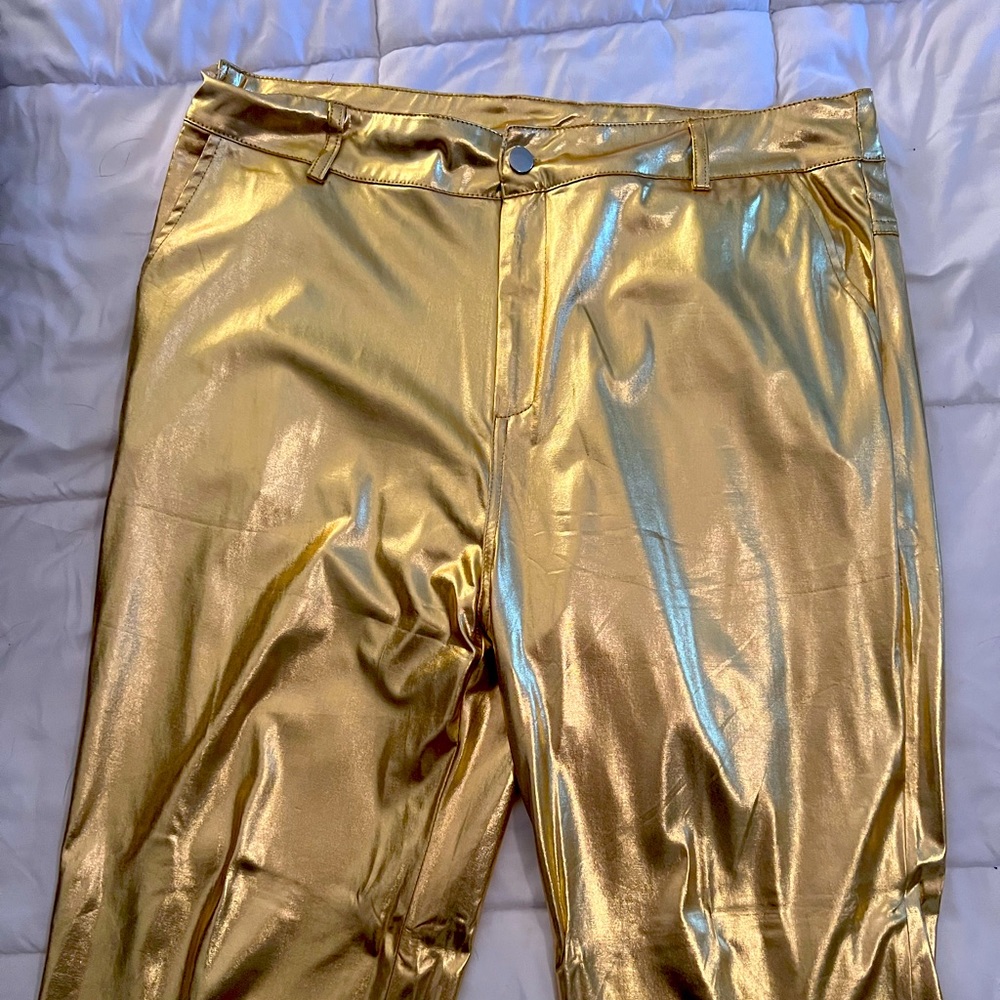 Gold pants. Thin material. Very shiny. Size XL.